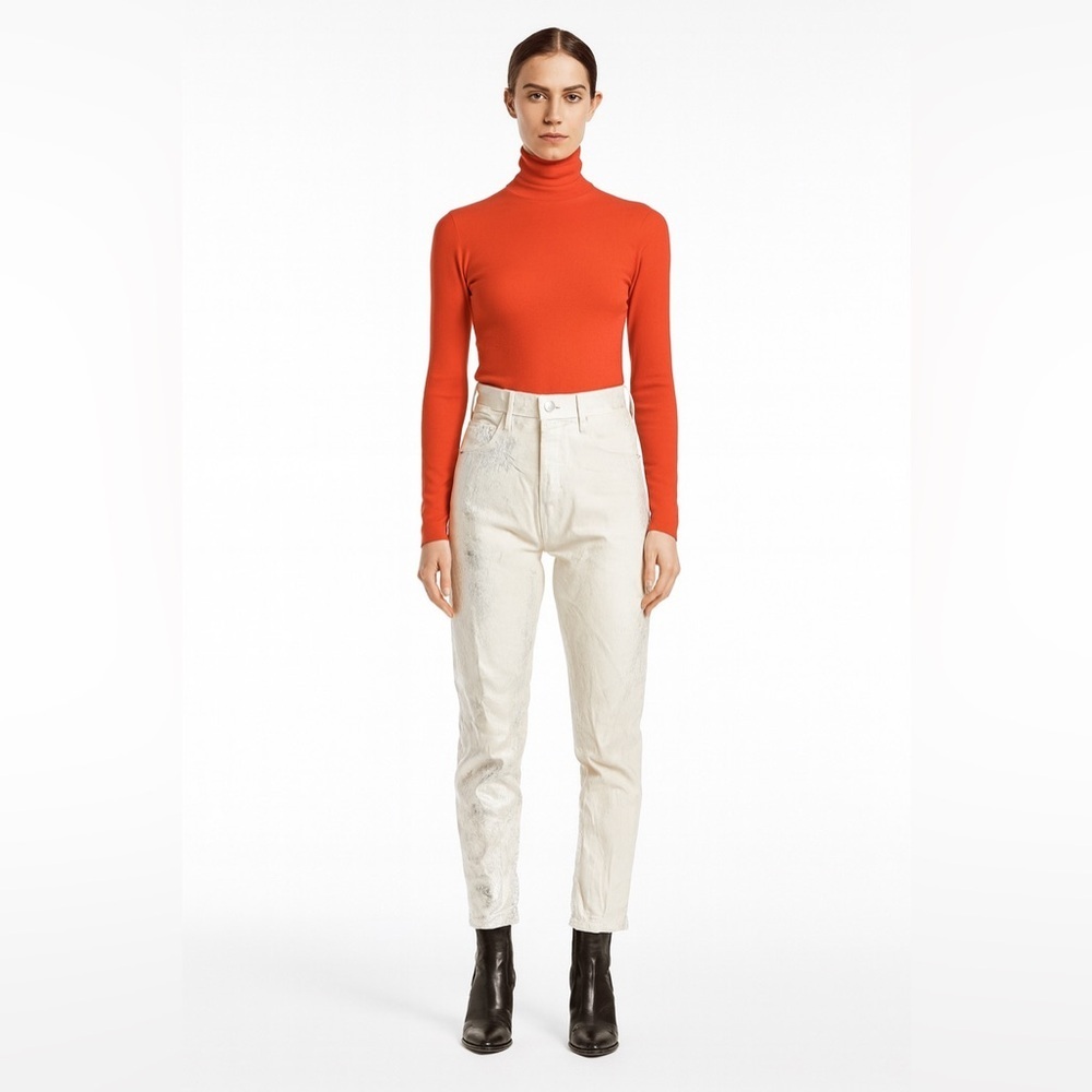Rag & Bone Maya High-Rise Ankle Slim Jeans - 31 |Metallic Moonshine Coated Denim